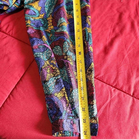 Worthington Vintage 80s Abstract Blouse Womens 18W Button Down Shoulder Pads - Picture 10 of 11